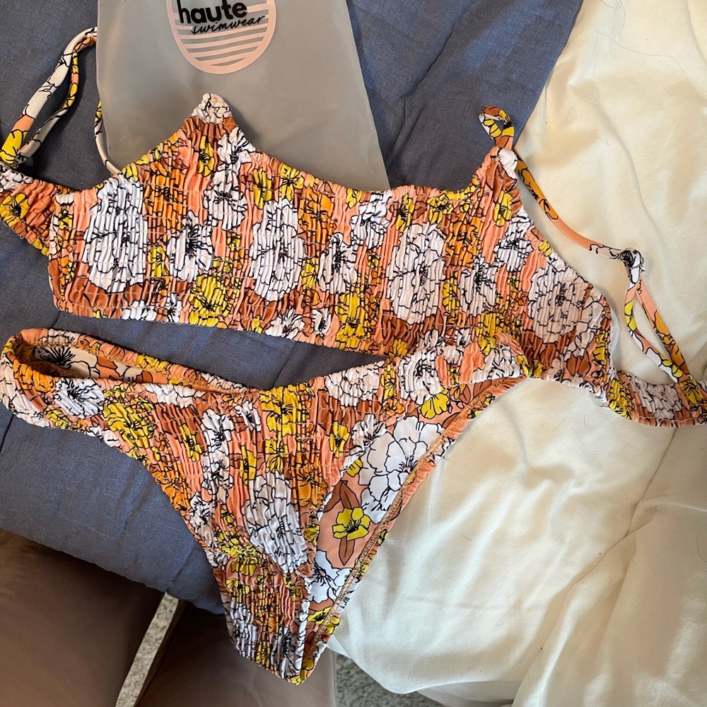 Flower burnt orange Haute Swimwear suit